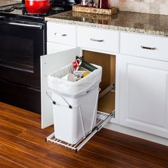 35 or 50 Quart Single Pullout Waste Container System - White 35 or 50 Quart Single Pullout Waste Container System - White
