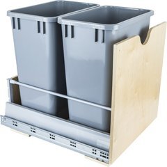 Preassembled 35 Quart Metal Drawer Box Double Pullout Waste Container - Grey Preassembled 35 Quart Metal Drawer Box Double Pullout Waste Container - Grey
