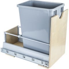 Preassembled 35 Quart Metal Drawer Box Single Pullout Waste Container - Grey Preassembled 35 Quart Metal Drawer Box Single Pullout Waste Container - Grey