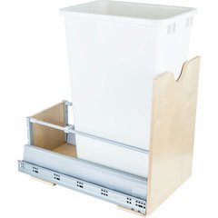 Preassembled 50 Quart Metal Drawer Box Single Pullout Waste Container - White Preassembled 50 Quart Metal Drawer Box Single Pullout Waste Container - White
