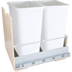 Preassembled 35 Quart Metal Drawer Box Double Pullout Waste Container - White Preassembled 35 Quart Metal Drawer Box Double Pullout Waste Container - White