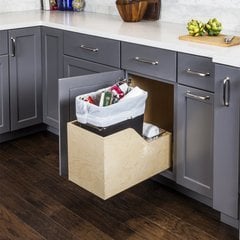 Preassembled 35 Quart Plywood Dovetail Single Pullout Waste Container - Black Preassembled 35 Quart Plywood Dovetail Single Pullout Waste Container - Black