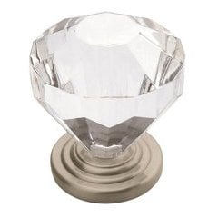 Traditional Classics 1-1/4 Inch Diameter Crystal/Satin Nickel Cabinet Knob Traditional Classics 1-1/4 Inch Diameter Crystal/Satin Nickel Cabinet Knob