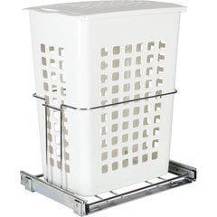 Plastic Pullout Hamper with Lid - Chrome Plastic Pullout Hamper with Lid - Chrome