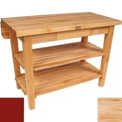 60 Inch x 38 Inch x 1-3/4 Inch Kitchen Island with Drop Leaf and Barn Red Base Color - Maple Top 60 Inch x 38 Inch x 1-3/4 Inch Kitchen Island with Drop Leaf and Barn Red Base Color - Maple Top