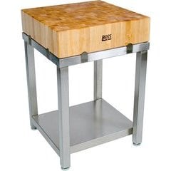 24 Inch x 24 Inch x 29 Inch Cucina Laforza Butcher Block Cart with Casters - Stainless Steel 24 Inch x 24 Inch x 29 Inch Cucina Laforza Butcher Block Cart with Casters - Stainless Steel