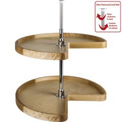 24 Inch Diameter Kidney Wood Lazy Susan Set with Twist and Lock Pole 24 Inch Diameter Kidney Wood Lazy Susan Set with Twist and Lock Pole