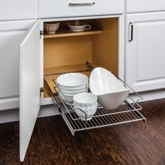 17-3/8 Inch Pullout Basket for 18 Inch Cabinet Opening - Polished Chrome 17-3/8 Inch Pullout Basket for 18 Inch Cabinet Opening - Polished Chrome