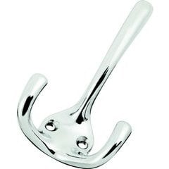 0.625 Inch Center to Center, 3.25 Inch Length Double Coat Hook - Chrome 0.625 Inch Center to Center, 3.25 Inch Length Double Coat Hook - Chrome