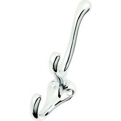 4 Inch Length, 2.5 Inch Projection Double Coat Hook - Chrome 4 Inch Length, 2.5 Inch Projection Double Coat Hook - Chrome