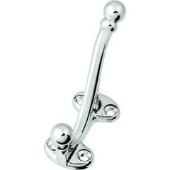 2.75 Inch Length, 2.5 Inch Projection Double Coat Hook - Chrome 2.75 Inch Length, 2.5 Inch Projection Double Coat Hook - Chrome