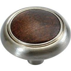 Gladstone 1-1/4 Inch Diameter Satin Nickel with Dark Wood Cabinet Knob Gladstone 1-1/4 Inch Diameter Satin Nickel with Dark Wood Cabinet Knob