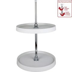 24 Inch Diameter Round Plastic Lazy Susan Set with Chrome Hubs - White 24 Inch Diameter Round Plastic Lazy Susan Set with Chrome Hubs - White