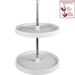 18 Inch Diameter Round Plastic Lazy Susan Set with Twist and Lock Pole - White 18 Inch Diameter Round Plastic Lazy Susan Set with Twist and Lock Pole - White