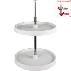 24 Inch Diameter Round Plastic Lazy Susan Set with Twist and Lock Pole - White 24 Inch Diameter Round Plastic Lazy Susan Set with Twist and Lock Pole - White