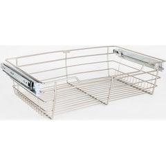 16 Inch D x 23 Inch W x 6 Inch H Closet Pullout Basket - Satin Nickel 16 Inch D x 23 Inch W x 6 Inch H Closet Pullout Basket - Satin Nickel