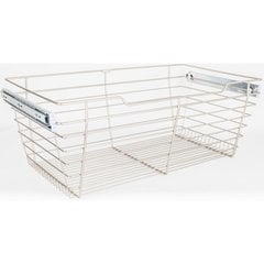 16 Inch D x 29 Inch W x 11 Inch H Closet Pullout Basket - Satin Nickel 16 Inch D x 29 Inch W x 11 Inch H Closet Pullout Basket - Satin Nickel