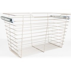 16 Inch D x 29 Inch W x 17 Inch H Heavy Duty Wire Closet Pullout Basket - Nickel 16 Inch D x 29 Inch W x 17 Inch H Heavy Duty Wire Closet Pullout Basket - Nickel