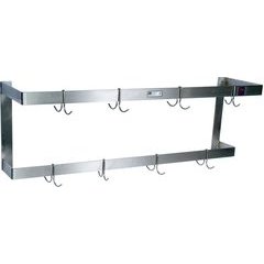 72 Inch Width Pot Rack Double Bar with 12 Hooks - Polish Satin 72 Inch Width Pot Rack Double Bar with 12 Hooks - Polish Satin