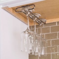 Satin Nickel Under Cabinet Stemware Rack Satin Nickel Under Cabinet Stemware Rack