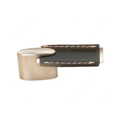 Wood & Leather 5/8 Inch Center to Center Black/Brushed Nickel Cabinet Pull Wood & Leather 5/8 Inch Center to Center Black/Brushed Nickel Cabinet Pull
