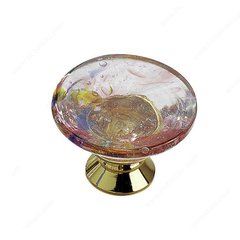 Classic Glass 1-3/16 Inch Diameter Brass,Harlequin Pink Cabinet Knob Classic Glass 1-3/16 Inch Diameter Brass,Harlequin Pink Cabinet Knob