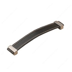Wood & Leather 6-5/16 Inch Center to Center Black/Brushed Nickel Cabinet Pull Wood & Leather 6-5/16 Inch Center to Center Black/Brushed Nickel Cabinet Pull