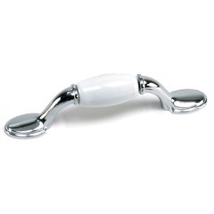 First Family 3 Inch Center to Center White/Polished Chrome Cabinet Pull First Family 3 Inch Center to Center White/Polished Chrome Cabinet Pull