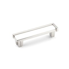 Tallmadge Pull 4 inch Center to Center Satin Nickel/White Glass Tallmadge Pull 4 inch Center to Center Satin Nickel/White Glass