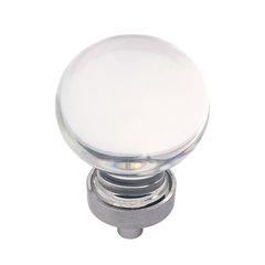 Gemstone Knob 1-3/8 inch Diameter Clear Glass and Satin Nickel Gemstone Knob 1-3/8 inch Diameter Clear Glass and Satin Nickel