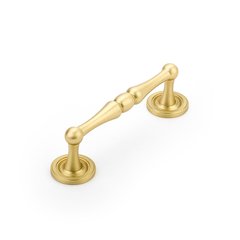 Atherton Pull W/ Plain Footplate 4" C/C Satin Brass Atherton Pull W/ Plain Footplate 4" C/C Satin Brass