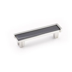 Tallmadge Pull 4 inch Center to Center Polished Nickel/Silver Grey Glass Tallmadge Pull 4 inch Center to Center Polished Nickel/Silver Grey Glass