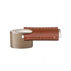 Wood & Leather 5/8 Inch Center to Center Brushed Nickel/Brown Leather Cabinet Pull Wood & Leather 5/8 Inch Center to Center Brushed Nickel/Brown Leather Cabinet Pull