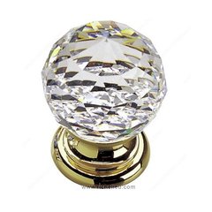 Classic Glass 1-3/16 Inch Diameter Polished Brass,Clear Cabinet Knob Classic Glass 1-3/16 Inch Diameter Polished Brass,Clear Cabinet Knob