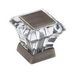 Abernathy 1 Inch Diameter Acrylic/Antique Silver Cabinet Knob Abernathy 1 Inch Diameter Acrylic/Antique Silver Cabinet Knob