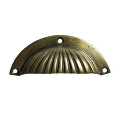 Bin Pulls 3-1/2 Inch Center to Center Unlacquered Antique Brass Cabinet Cup Pull Bin Pulls 3-1/2 Inch Center to Center Unlacquered Antique Brass Cabinet Cup Pull