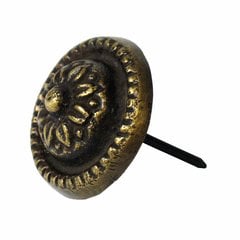 Carved Floral Clavo with Border 1-1/8" Dia - Antique Brass Carved Floral Clavo with Border 1-1/8" Dia - Antique Brass