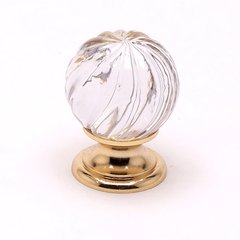 Europa 1-3/16 Inch Diameter Clear Crystal Swirl/Gold Cabinet Knob Europa 1-3/16 Inch Diameter Clear Crystal Swirl/Gold Cabinet Knob