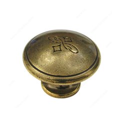 Povera 1-3/16 Inch Diameter Burnished Brass Cabinet Knob Povera 1-3/16 Inch Diameter Burnished Brass Cabinet Knob