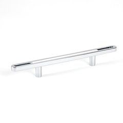 Dash 3-3/4 Inch Center to Center White Polished Chrome Cabinet Pull Dash 3-3/4 Inch Center to Center White Polished Chrome Cabinet Pull
