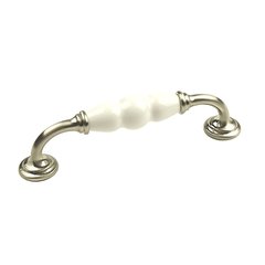 Nordic 5-1/16 Inch Center to Center Satin Nickel/White Cabinet Pull Nordic 5-1/16 Inch Center to Center Satin Nickel/White Cabinet Pull