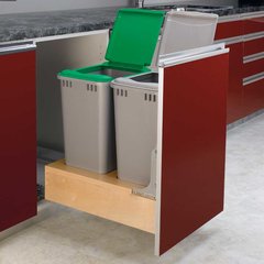 Double Trash Pullout 50 Quart-Wood Double Trash Pullout 50 Quart-Wood
