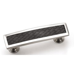 Churchill 3-3/4 Inch Center to Center Satin Nickel/Black Leather Cabinet Pull Churchill 3-3/4 Inch Center to Center Satin Nickel/Black Leather Cabinet Pull