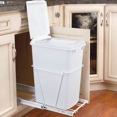 Single Full Extension Trash Pullout 35 Quart-White Single Full Extension Trash Pullout 35 Quart-White