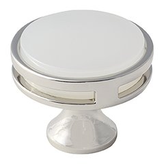 Oberon 1-3/8 Inch Diameter Polished Nickel/Frosted Acrylic Cabinet Knob Oberon 1-3/8 Inch Diameter Polished Nickel/Frosted Acrylic Cabinet Knob