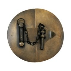 Simple Round Latch with Chain 4-1/4" Dia - Antique Brass Simple Round Latch with Chain 4-1/4" Dia - Antique Brass