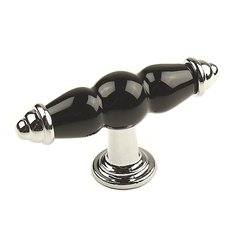 Nordic II 3-3/8 Inch Diameter Polished Chrome/Plain Black Cabinet Knob Nordic II 3-3/8 Inch Diameter Polished Chrome/Plain Black Cabinet Knob