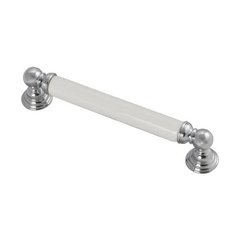 Gaslight 5-1/16 Inch Center to Center Chrome With White Cabinet Pull Gaslight 5-1/16 Inch Center to Center Chrome With White Cabinet Pull