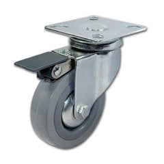 Rubber Caster with Swivel and Brake - Grey Rubber Caster with Swivel and Brake - Grey