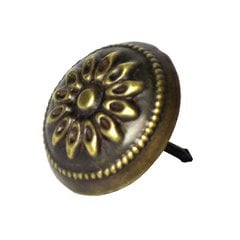 Carved Floral Clavo 1" Dia - Antique Brass Carved Floral Clavo 1" Dia - Antique Brass
